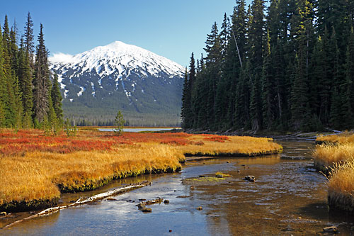 Photograph of Mt. Bachelor from Sparks Lake, Cascade Mountains, Oregon