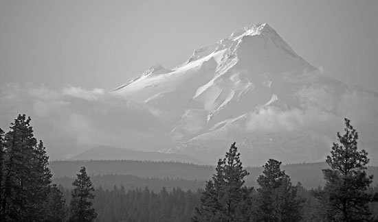 Mt. Hood black and white photograph, Cascade Mountains, Oregon
