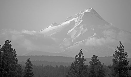 Mt. Hood black and white photograph, Cascade Mountains, Oregon