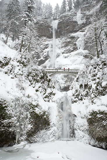 Multnomah Falls, Winter, Columbia River Gorge, Oregon - Columbia Gorge National Scenic Area
