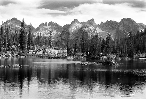 Photograph of Alice Lake, Sawtooth Mountains photo, Idaho black and white photography by David Whitten