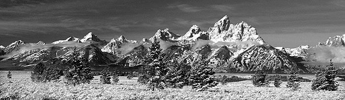 Black and White Photograph Tetons Jackson Hole Wyoming