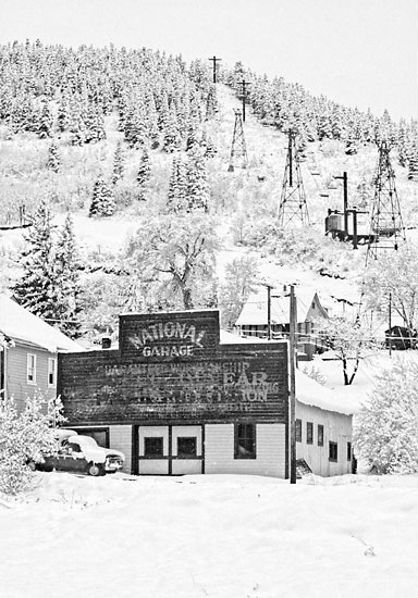 National Garage, Park Avenue, Park City, Utah - David Whitten Photography Black and White Photograph