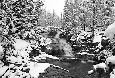 Utah Uinta Mountains, Provo River Falls Black and White Photograph