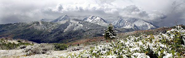 Early Snow Mt. Timpanogos Wasatch Mountains Utah photo Panorama Panoramic Photograph