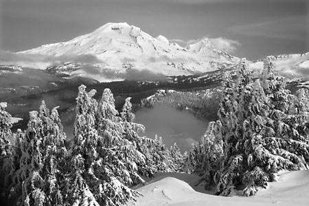 South sister broken top from mt. bachelor bend oregon Black and White Photography