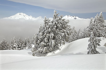 View from Mt. Bachelor near Bend, Oregon. South Sister and Broken Top.