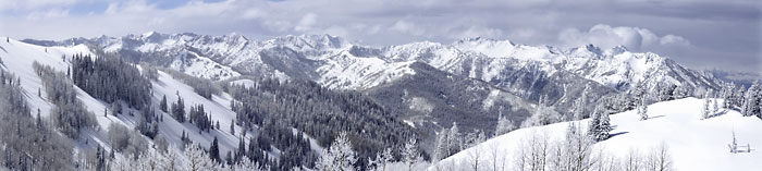South Sister, The Three Sisters and Broken Top Mountain from Mt. Bachelor Oregon - Panorama Panoramic Photograph