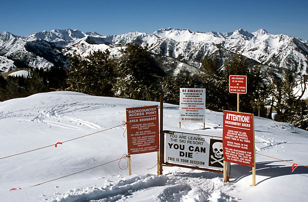 Utah Backcountry skiing, View from 9990 @Park City Mountain Resort showing Baldy, Snowbird, Cardiac Bowl, Dromedary and Twin Peaks, Wasatch Mountains, Utah