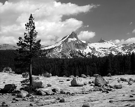 Black and White Photograph Unicorn Peak and Cockscomb near Tuolumne Meadows Yosemite National Park California
